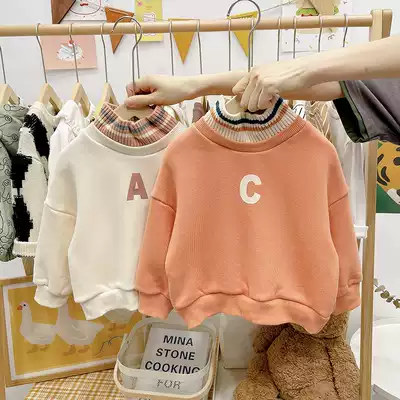 Anti-season specials Men's and women's children's western style winter sweaters Baby children plus velvet thickening tops Baby Korean version of the inner clothes