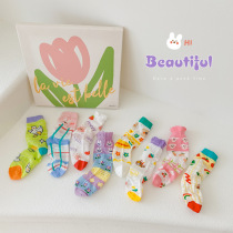 Childrens thin socks 2022 Summer new South Korean childrens socks male and female child illustrations Carwire socks cotton baby mesh socks