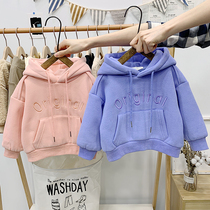 Baby thickened vests boys winter clothes foreign style hooded jacket Korean version of new letter embroidery jacket children's clothing