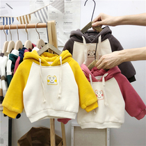 Anti-season special baby thickened sweater Korean version of the childrens clothing Men and womens children hooded late autumn and winter Western style childrens hoodie