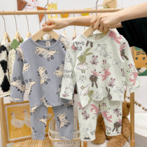 Boys and girls Lycra cotton underwear set cotton spring and autumn pajamas children autumn pants baby two-piece set