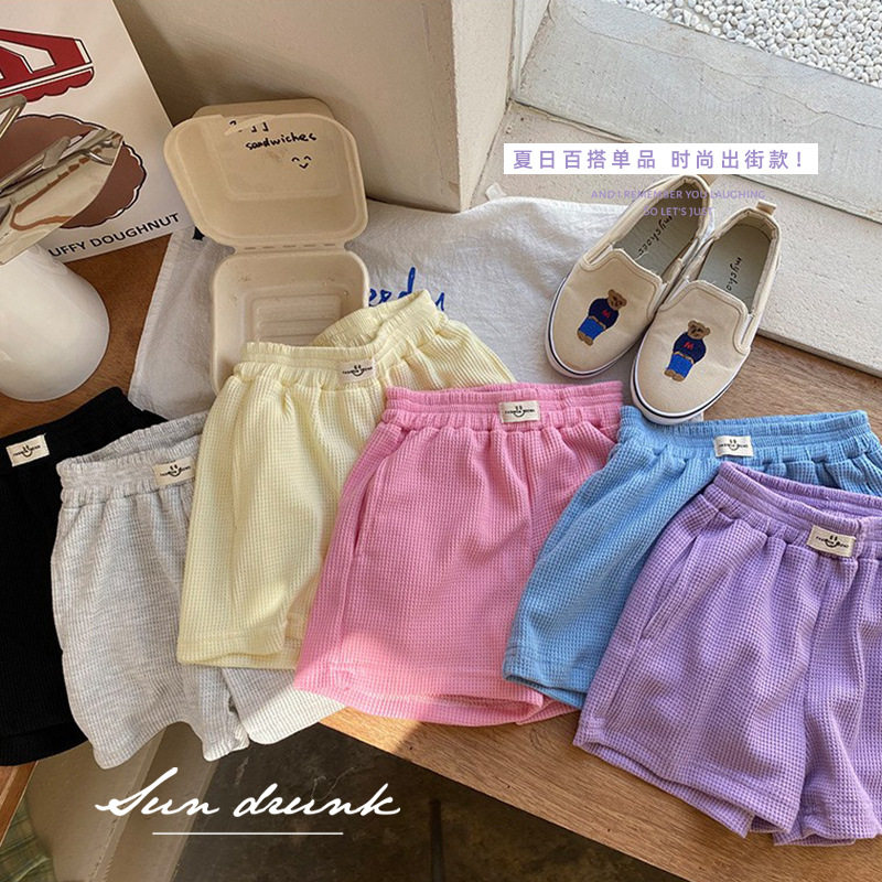 South Korean children's clothes children Huffag shorts 2022 Summer new baby laughs face Pets Sports pants knitted casual pants