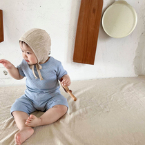 Childrens home clothes 2022 Summer new South Korean childrens childrens baby boy clothes baby sleeping clothes Breathable Suit Tide