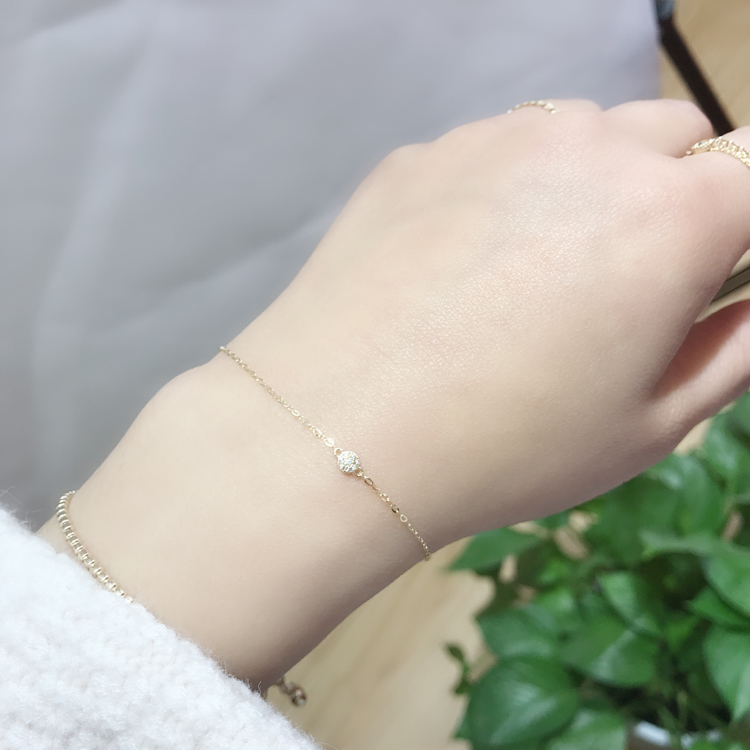 WH thời trang Hàn Quốc vòng tay vàng 14k nguyên chất - Vòng đeo tay Clasp vòng đeo tay nữ