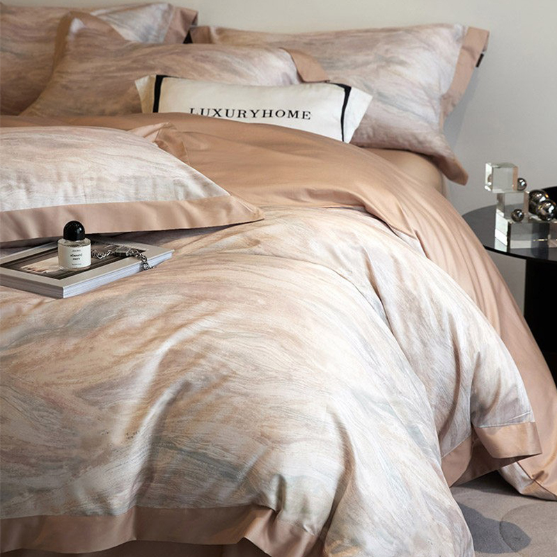 Roland Home Textiles Pure Cotton Long-Staple Cotton Spring and Autumn Four-Piece Set High Thread Count 100% Cotton Duvet Cover Bed Sheet Light Luxury Bedding