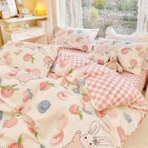 Roland Home Textile Pink Cartoon Pure Cotton Four Pieces 1 5m Double Bed Bedding All-cotton Bed HAT-STYLE GIRL KIT