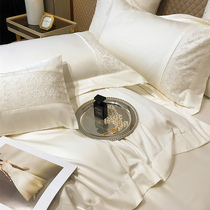 Roland home spinning 120 Xinjiang long suede cotton pure cotton four pieces of pure white all-cotton bed with supplies minimalist wedding