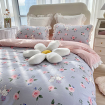 Roland Home Spinning Fields Fresh four pieces of pure cotton all-cotton quilt cover 1 5m bed skirt style 1 8 m bedding
