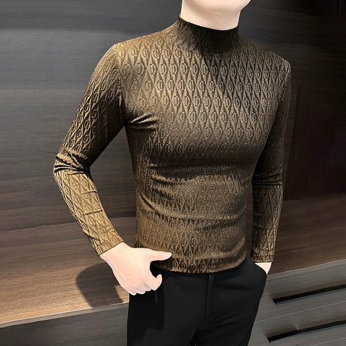 Осенняя эластичная приятная телу футболка с коротким рукавом, высокий воротник, короткий рукав, облегающий крой