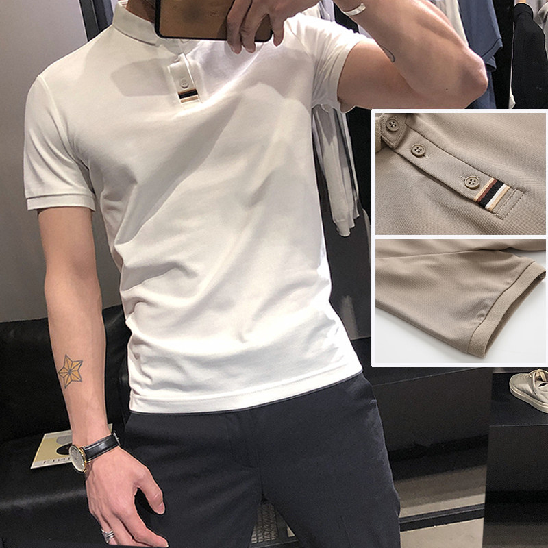 Short sleeve polo shirt male tide card 2022 new trendy ice silk T-shirt Summer thin high-end flipped half sleeve T-shirt