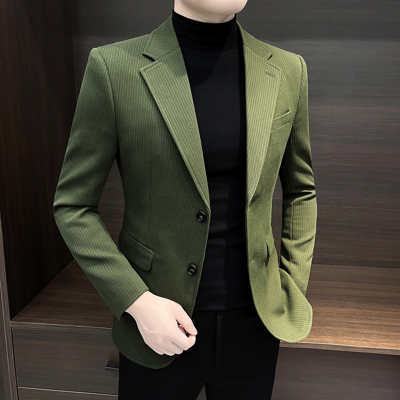 Casual Men's Blazer 2026 New Spring High-End Stylish Handsome Top Slim Fit Green Small Suit for Men
