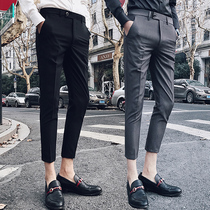 Casual hanging trousers Men slim small feet nine-point suit pants Wild spring nine-point suit pants Korean version of the trend