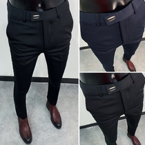 Ruffian handsome pants mens Korean version of the trend nine-point suit pants stretch slim small feet wild casual hanging 9-point trousers