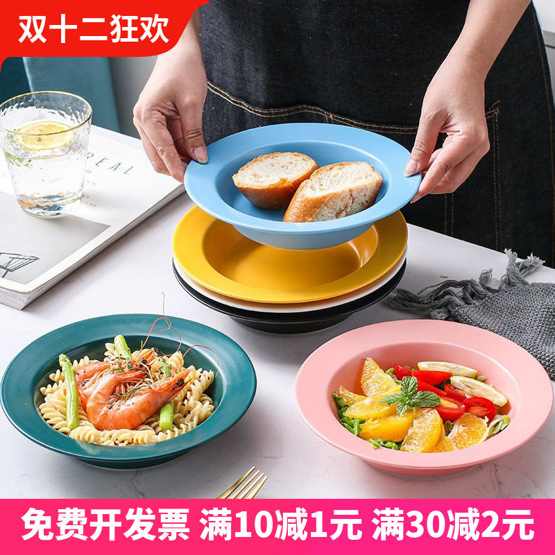 Straw Hat Bowls Spaghetti Dishes Spaghetti Deep Western Dining Dish Dishes Creative Home Western Style Plus High Ceramic Round-Taobao