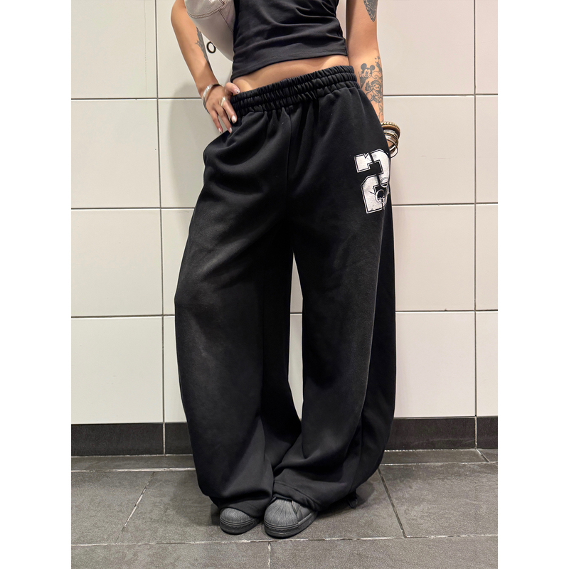 F383 American Retro Versatile Wide-Leg Pants for Men and Women, Loose Drape Casual Long Pants with Drawstring Gradient Scimitar Sweatpants