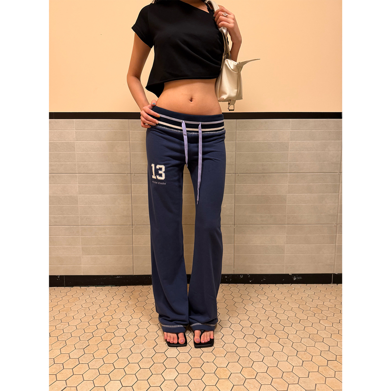 Ffr American Retro Millennium Sports Low-Waist Straight-Leg Pants for Women, Slim Fit, Slightly Flared, Drawstring Casual Sweatpants, Long Pants Ffr American Retro Millennium Sports Low-Waist Straight-Leg Pants for Women, Slim Fit, Slightly Flared, Drawstring Casual Sweatpants, Long Pants