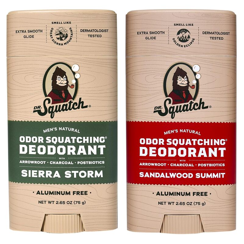 American Dr Squatch Aluminum-Free Men's Deodorant Fresh Deodorizing Activated Carbon Postbiotics