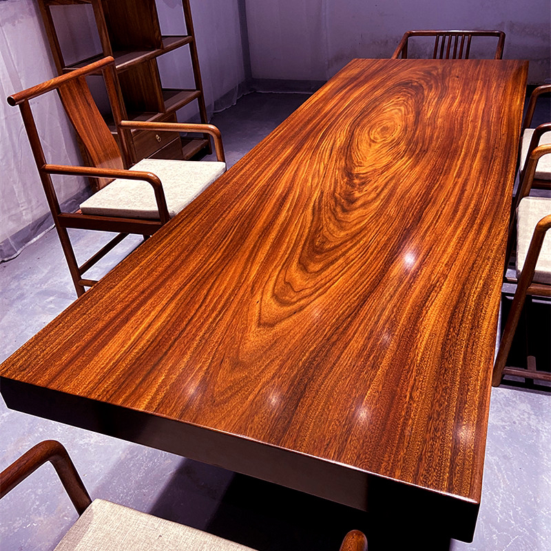Bahua solid wood tea table Tea table Walnut office conference book table surface Ebony wood Huanghuali Okan board