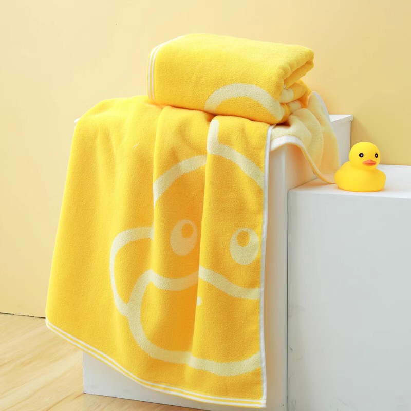 G.Duck Hello Little Yellow Duck Bath Towel Home Use Pure Cotton Spring and Summer New Large Towel Cartoon Children's All-Cotton Wrap Towel