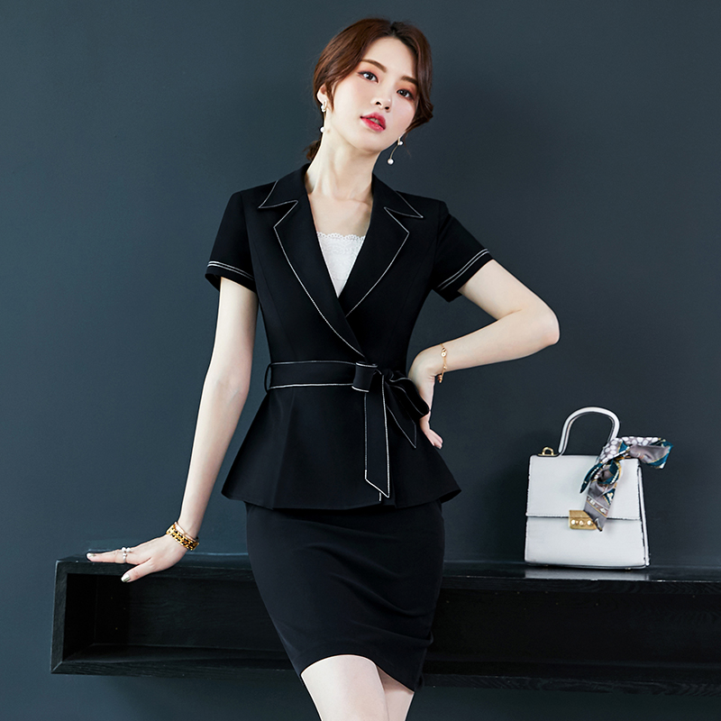 Suit suit female small fragrance style new self-cultivation temperament professional interview formal dress black small suit jacket goddess fan