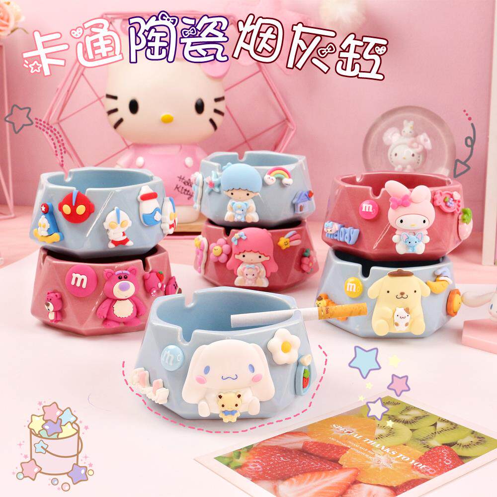 Creative Ceramic Ashtray Household Living Room Cartoon Anti-Fly Light Light Light Light Light-to-Live Personality Trend in Red Culture