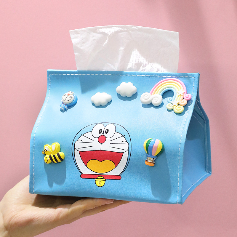 In red leather cute cartoon desktop tissue sleeve housemaiden heart to collect paper box cartridge for carton
