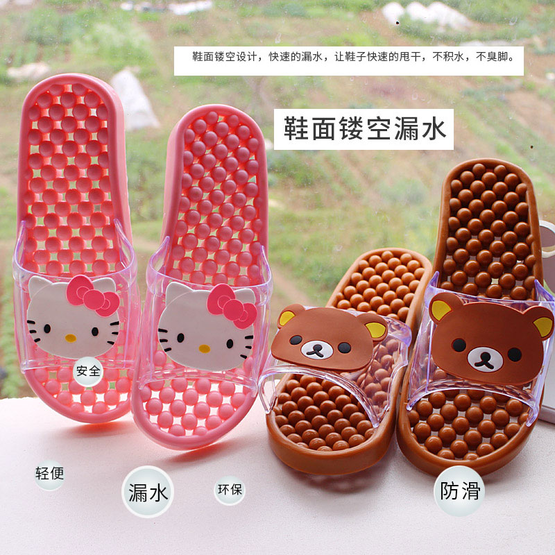 Fashion creativity cute home shoe cartoon slippers health massage cool leakage slippers summer sandals lady
