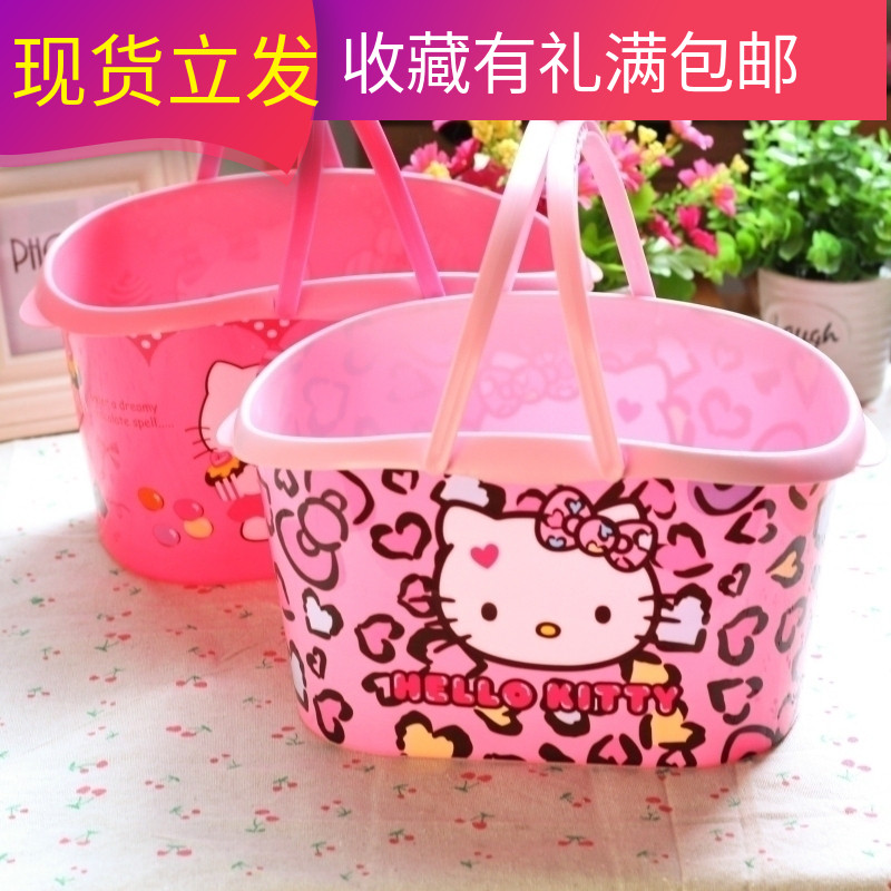 Cute Cartoon Bath Basket Woman Soft Plastic Waterproof Hand Basket Containing Basket Bath Basket Bath Bathroom Bath Basket
