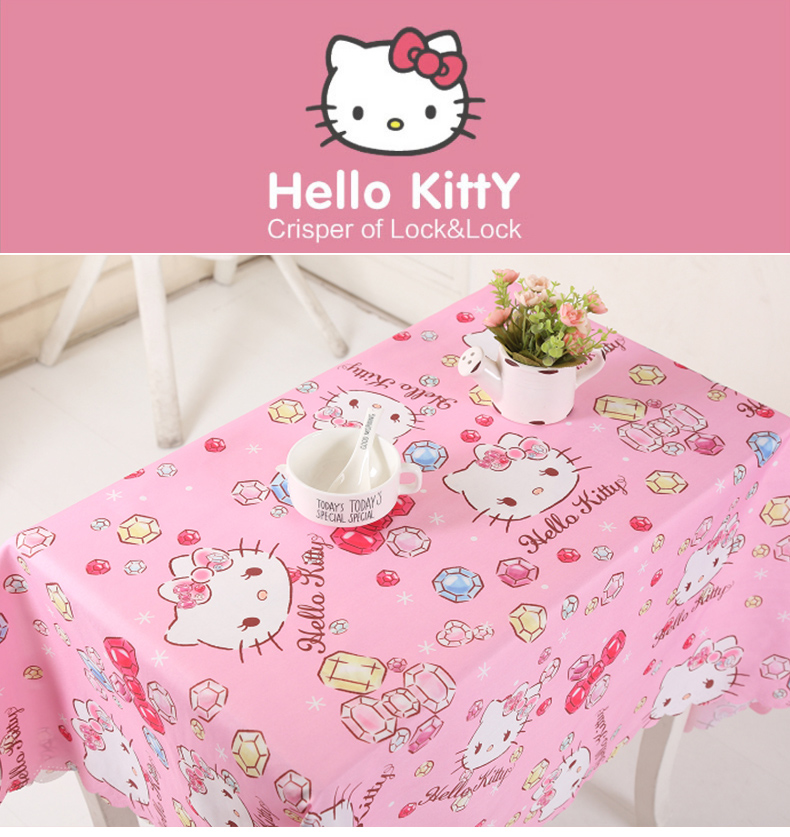 Phim hoạt hình trẻ em bàn vải bảng vải dễ thương màu hồng Hello Kitty mẫu giáo vải khăn trải bàn không thấm nước bàn cà phê vải