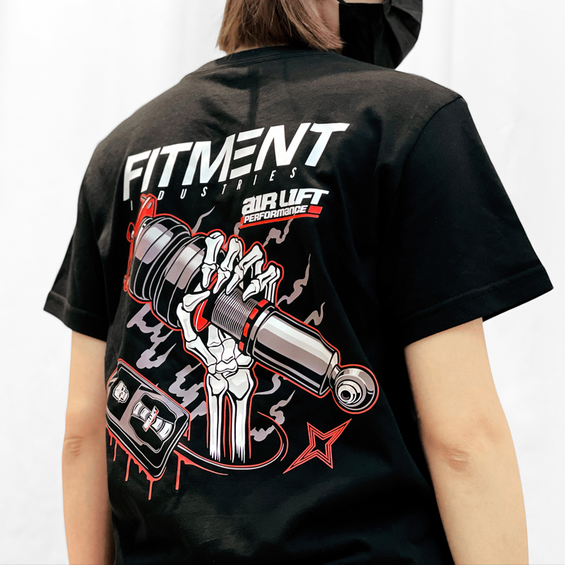 3H Pneumatic Suspension Modified Car Peripheral T-Shirt Skull Cool Jdm Short-Sleeve Hemmed Low-Profile Stance Car Enthusiast Clothing