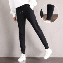  Sweatpants womens loose 2021 early autumn drawstring casual pants student Harun black spring and autumn thin small sweatpants