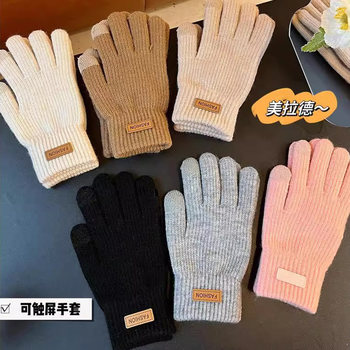 Winter Gloves for Women, Warm, Fleece-Lined, Thick, Fashionable, Versatile, Suitable for Autumn and Winter, for Cycling, Driving, Outdoor Use, Cold-Proof, Touchscreen Compatible, for Both Men and Women