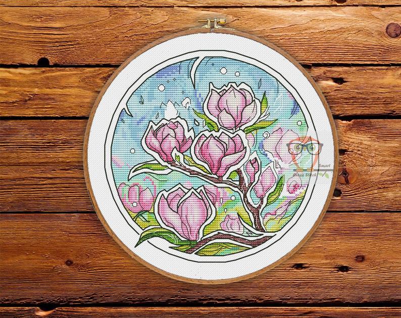 Circular Flowers - Magnolia Cross Embroidery Paper 3 Page 128G Color Paper Printing