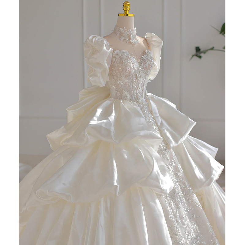 Satin Main Wedding Dress for Bride 2026 New Style 18-Year-Old Coming-Of-Age Ceremony Dress French Light Vintage Petite Wedding Dress