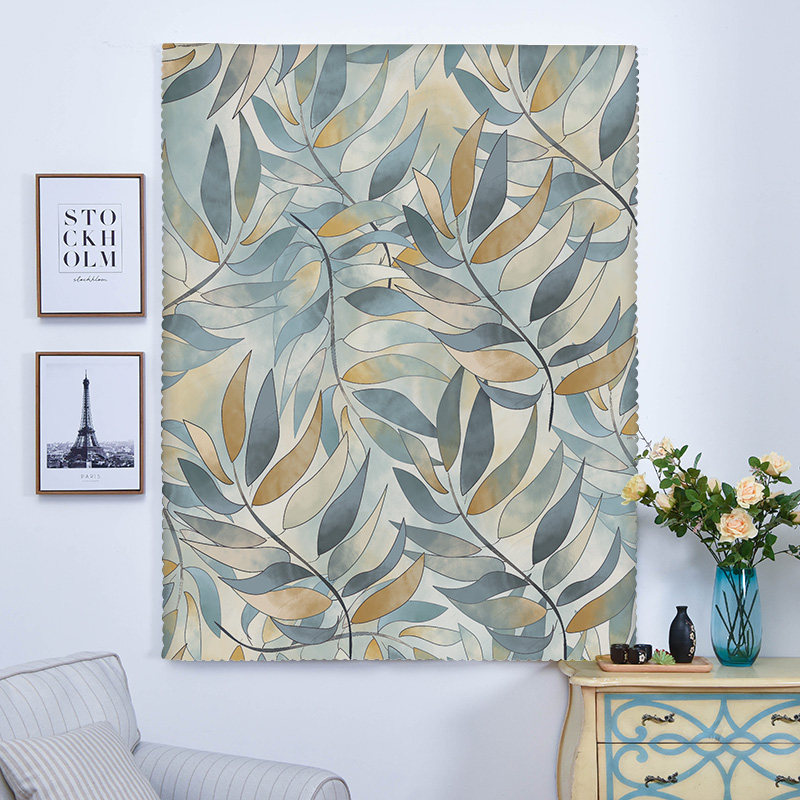 Curtain free to install the living room personality supplies cartoon 2019 European and American wind fresh cloth art and art window curtain