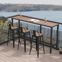Outdoor Sun Protection Bar Table and Chair Combination For Home Balcony Casual Wall Long Table Outdoor Anticorrosive Plastic-wood High-foot Table