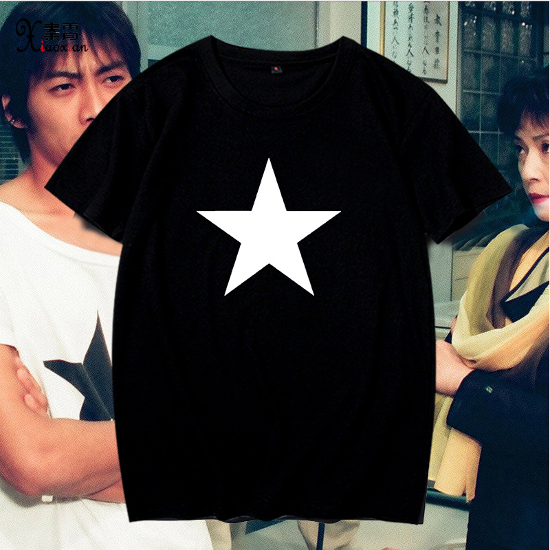 Five-Pointed Star T-Shirt Summer Unisex Crew Neck Spicy Teacher Gto Hanamichi Takemichi Same Style 777 Student Trendy Loose Pure Cotton