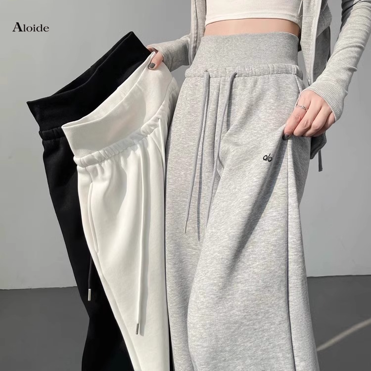 Aloide American-Style Sweatpants for Women, High-Waisted, Loose-Fitting, Slimming Straight-Leg Wide-Leg Pants, Outdoor Fitness Sports Yoga Pants