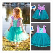 Girls new baby cotton skirt cos Ariel Mermaid princess dress dress Childrens Day childrens clothing