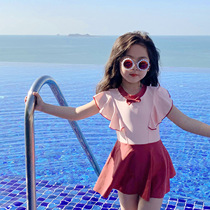 INS Korean Version Girl One-piece Dress Children Swimsuit Girl One-piece Swimsuit Cute Baby Spa Swimsuit