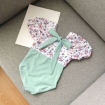 2022 new girl child swimsuit one-piece broken flower foam cuff cute fashion spa swimsuit Flowers Loving