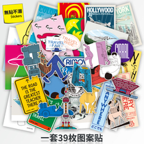 rimowa欧美复古地标旅行箱贴纸拉杆箱行李箱贴纸笔记本滑板城市贴