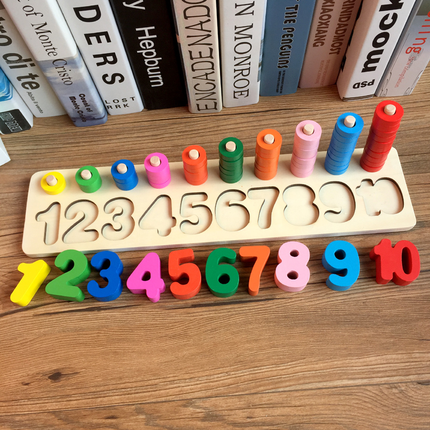 Kindergarten Count Beads Count The Game Digital Shape Logarithmic Board Puzzle Force Development Wooden Children Early Education Toys