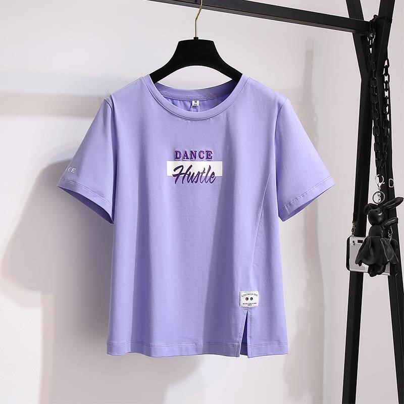 Pure cotton short sleeve T-shirt woman 2021 Summer new Korean version loose with a small crowdsourced design of fork blouses design