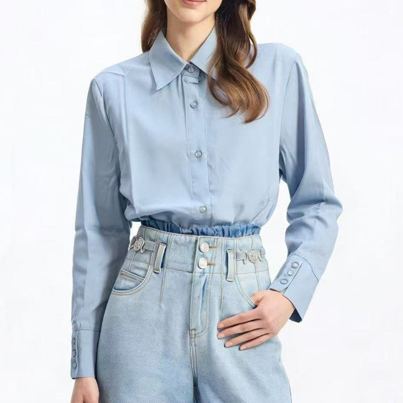 【Bargain Finds】Export Orders Women's Silky Smooth Solid Color Shirt Be