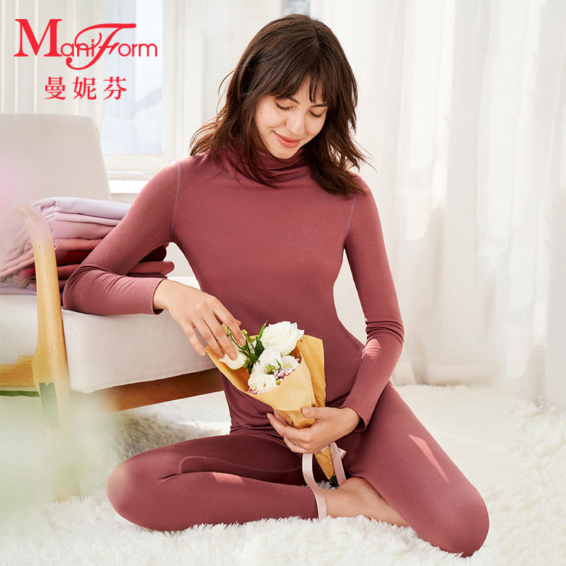 Ms. Manneffen medium high collar bonded warm clothing blouses bottom autumn clothes long sleeves can be worn out of underwear 20210416
