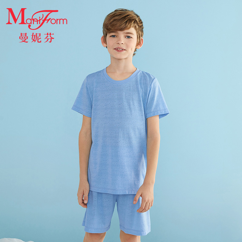 Manifen Boys Cotton Home Set Jacquard Bamboo Fiber Children's Pajamas Set 20310614