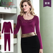 Manifin thời trang thạch thêu dày vòng cổ dài tay áo ladies ấm phù hợp với