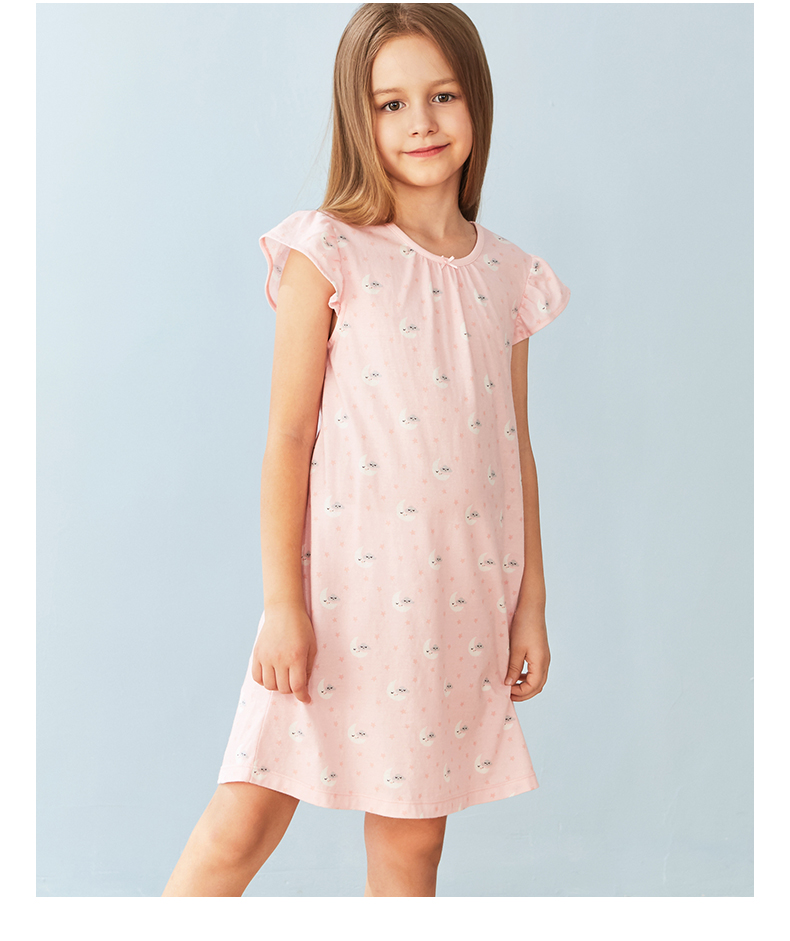 Manifin cô gái cổ tròn váy ngủ cotton thân thiện với váy cotton dài giữa nhà dễ thương vay ngu lua cao cap