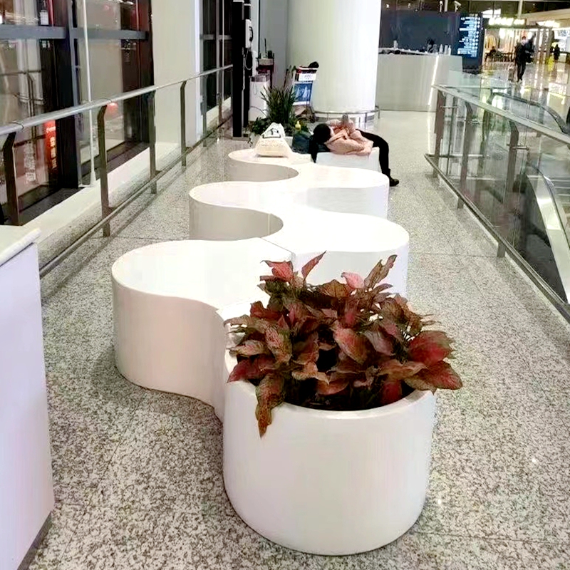 Fiberglass Leisure Flowerpot Seat Combination, Shopping Mall Waiting Chair, Creative Flowerpot Seat Combination, Petal-Shaped Seating Stool